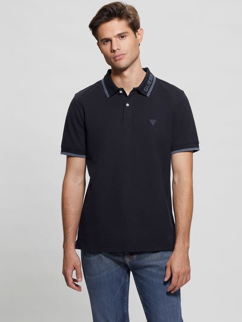 Guess Eco Lyle Logo Polo - Bleu éLéGant Guess Eco Lyle Logo Polo - Bleu éLéGant