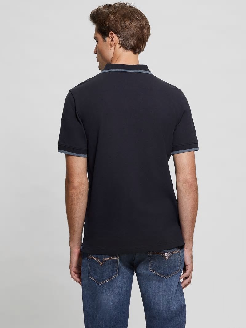 Guess Eco Lyle Logo Polo - Bleu éLéGant Guess Eco Lyle Logo Polo - Bleu éLéGant
