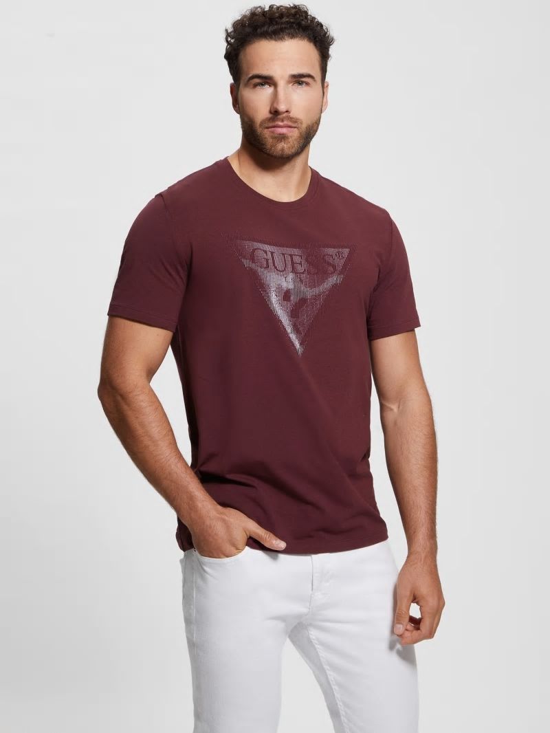 Guess Eco Triangle Crewneck Tee - Red Noir Guess Eco Triangle Crewneck Tee - Red Noir
