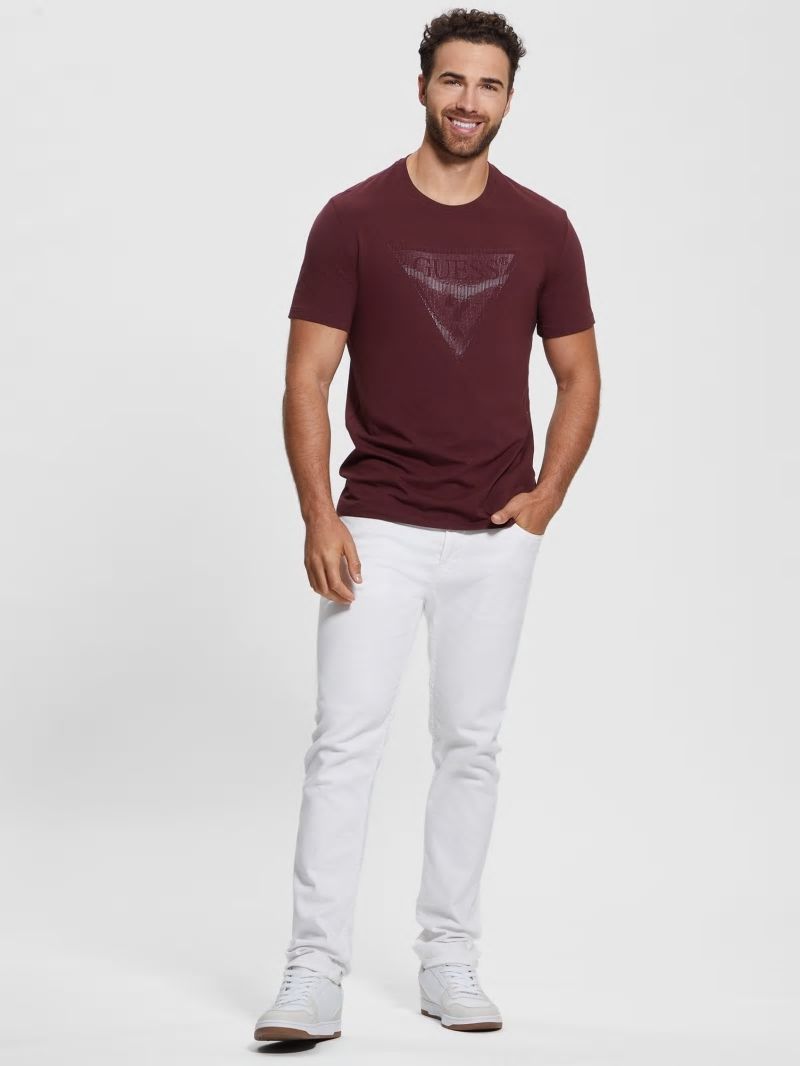 Guess Eco Triangle Crewneck Tee - Red Noir Guess Eco Triangle Crewneck Tee - Red Noir