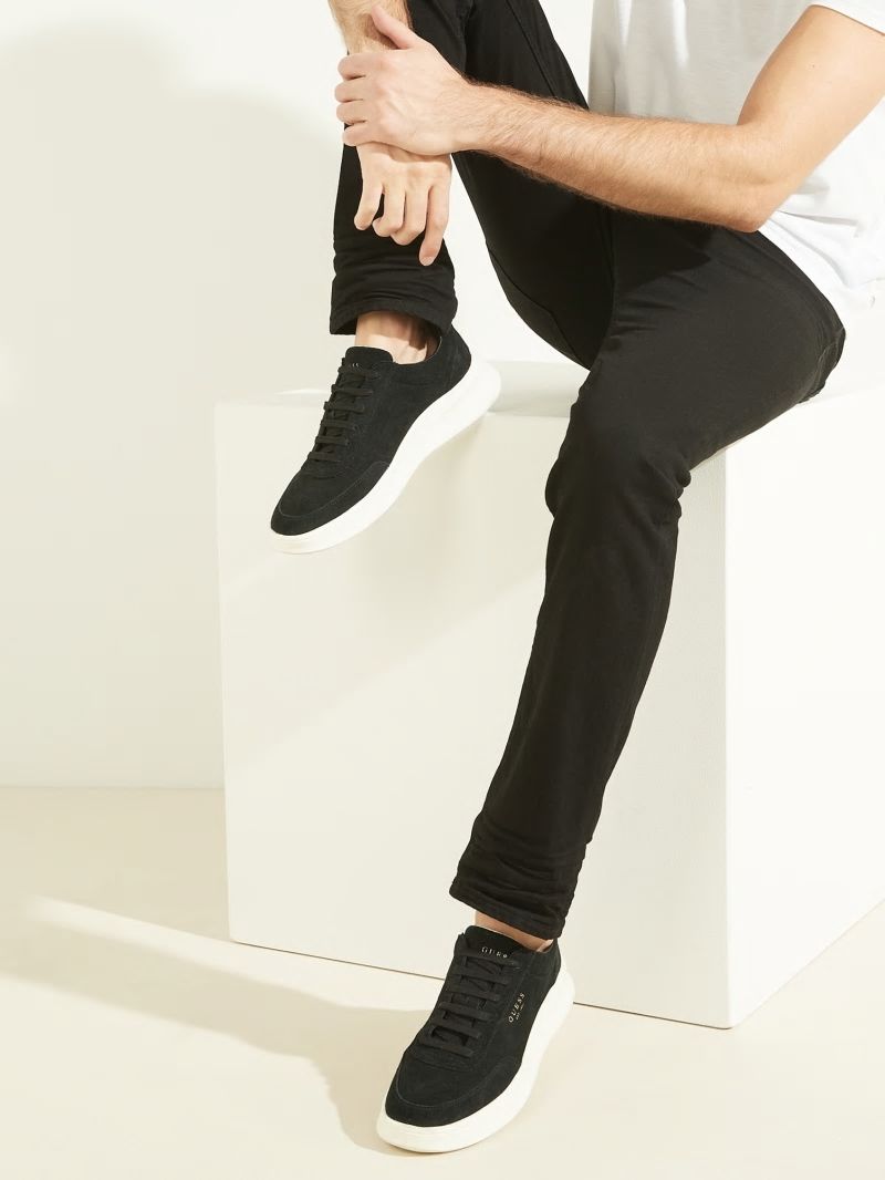 Guess Dolo Logo Low-Top Sneakers - Black Suede Guess Dolo Logo Low-Top Sneakers - Black Suede