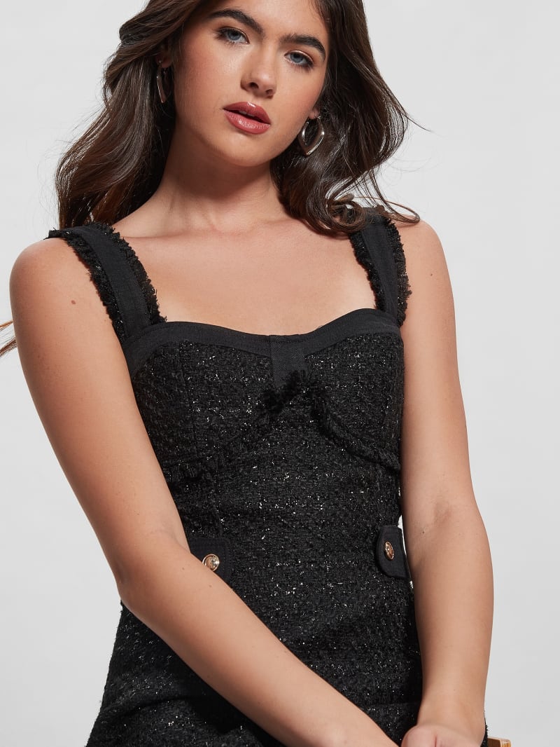 Guess Clarissa Metallic Tweed Dress - Black Tweed Fantasy Guess Clarissa Metallic Tweed Dress - Black Tweed Fantasy