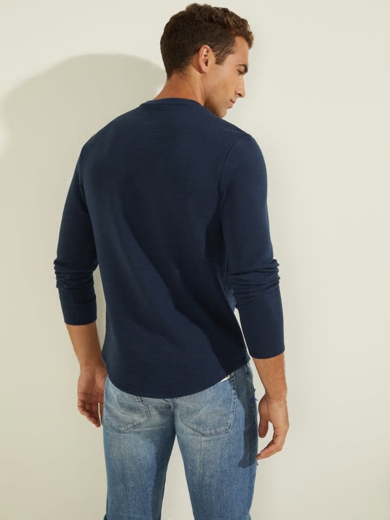 Guess Textured Jersey Long-Sleeve Tee - Silk Blue Guess Textured Jersey Long-Sleeve Tee - Silk Blue