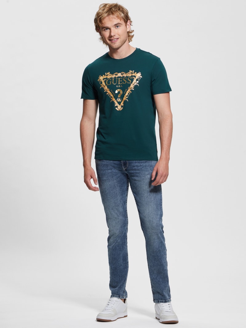Guess Logo Tri-Scroll Tee - Dark Jade Guess Logo Tri-Scroll Tee - Dark Jade