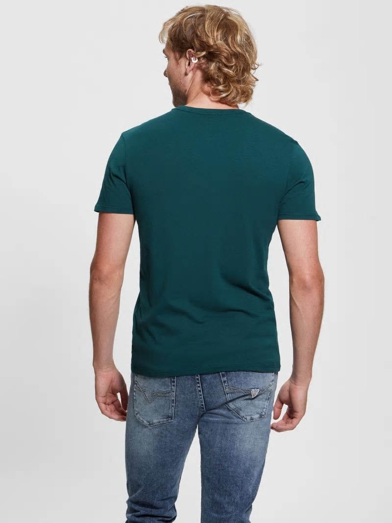 Guess Logo Tri-Scroll Tee - Dark Jade Guess Logo Tri-Scroll Tee - Dark Jade