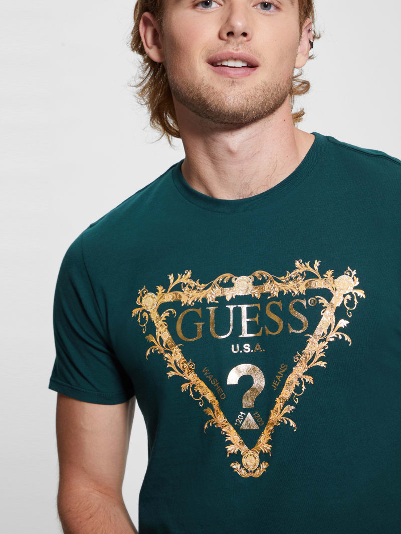 Guess Logo Tri-Scroll Tee - Dark Jade Guess Logo Tri-Scroll Tee - Dark Jade