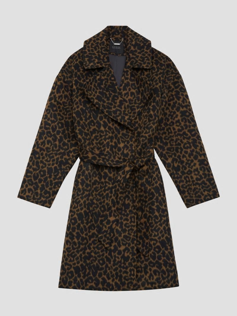 Guess Eco Patrizia Belted Coat - Leopard Brown Guess Eco Patrizia Belted Coat - Leopard Brown