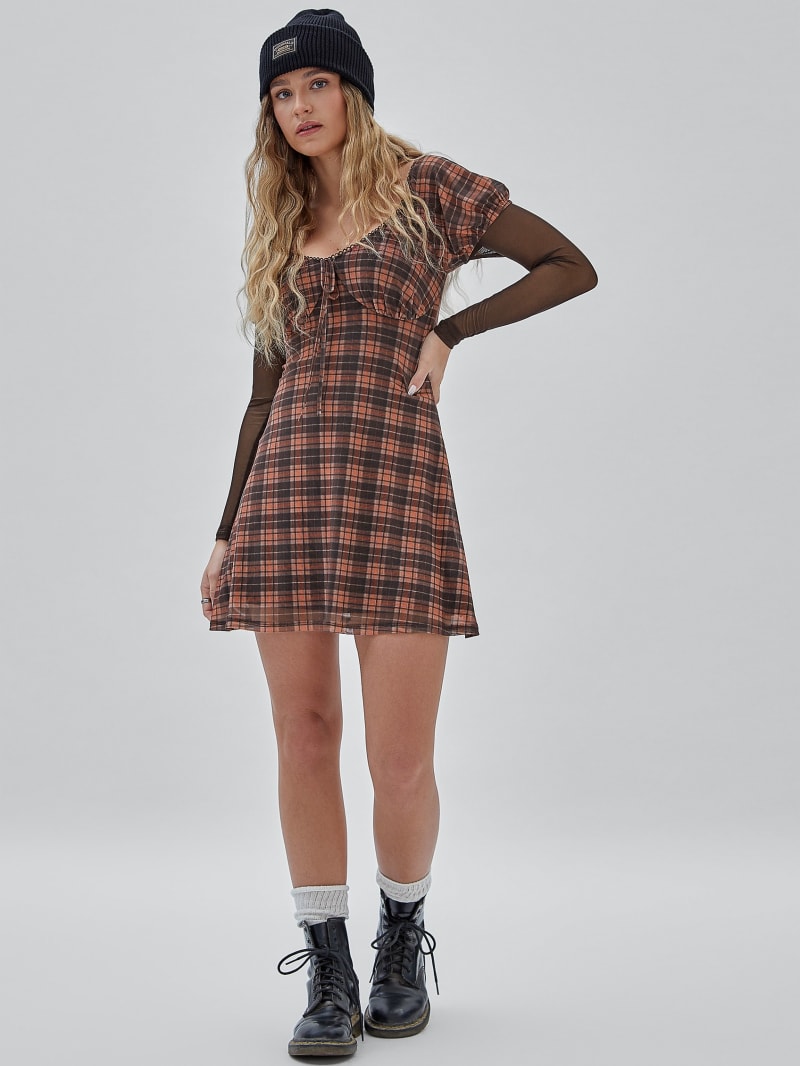 Guess GUESS Originals Mesh Plaid Dress - Multi Color Plaid Guess GUESS Originals Mesh Plaid Dress - Multi Color Plaid