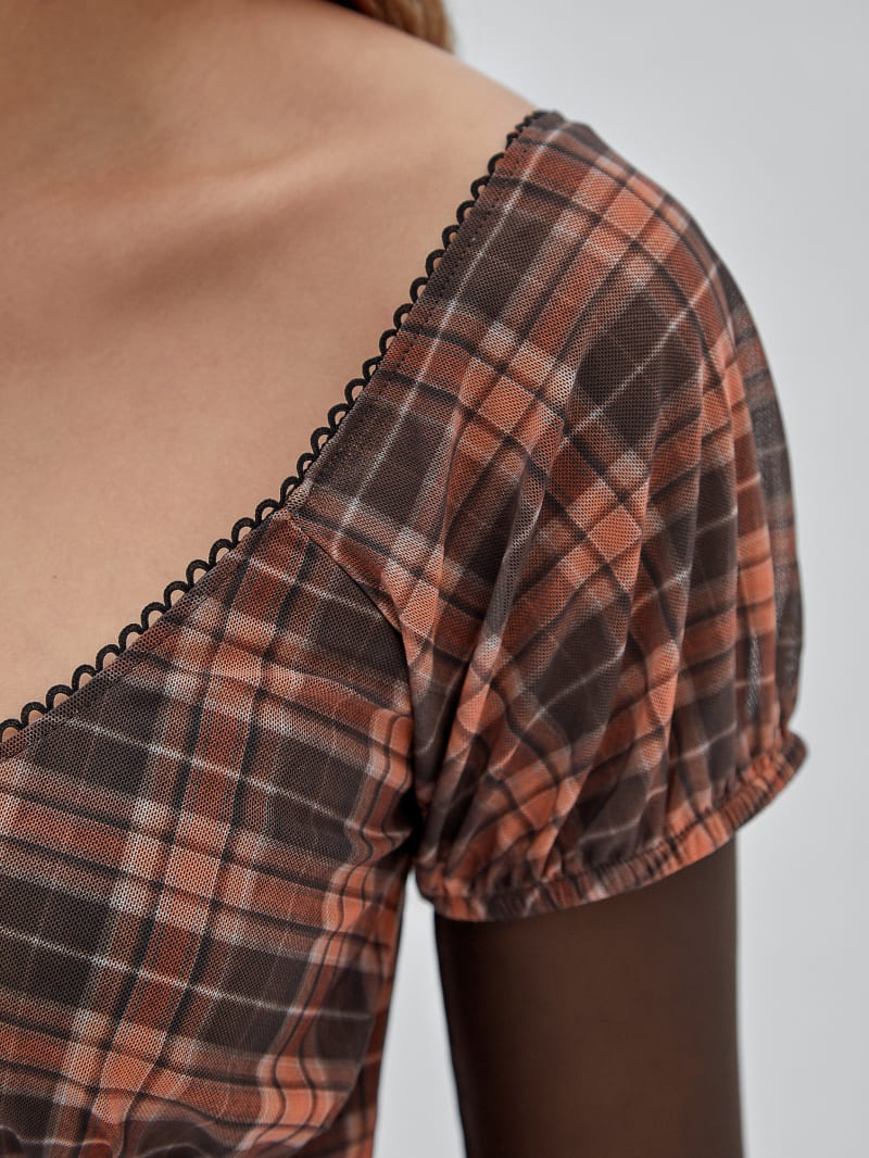 Guess GUESS Originals Mesh Plaid Dress - Multi Color Plaid Guess GUESS Originals Mesh Plaid Dress - Multi Color Plaid