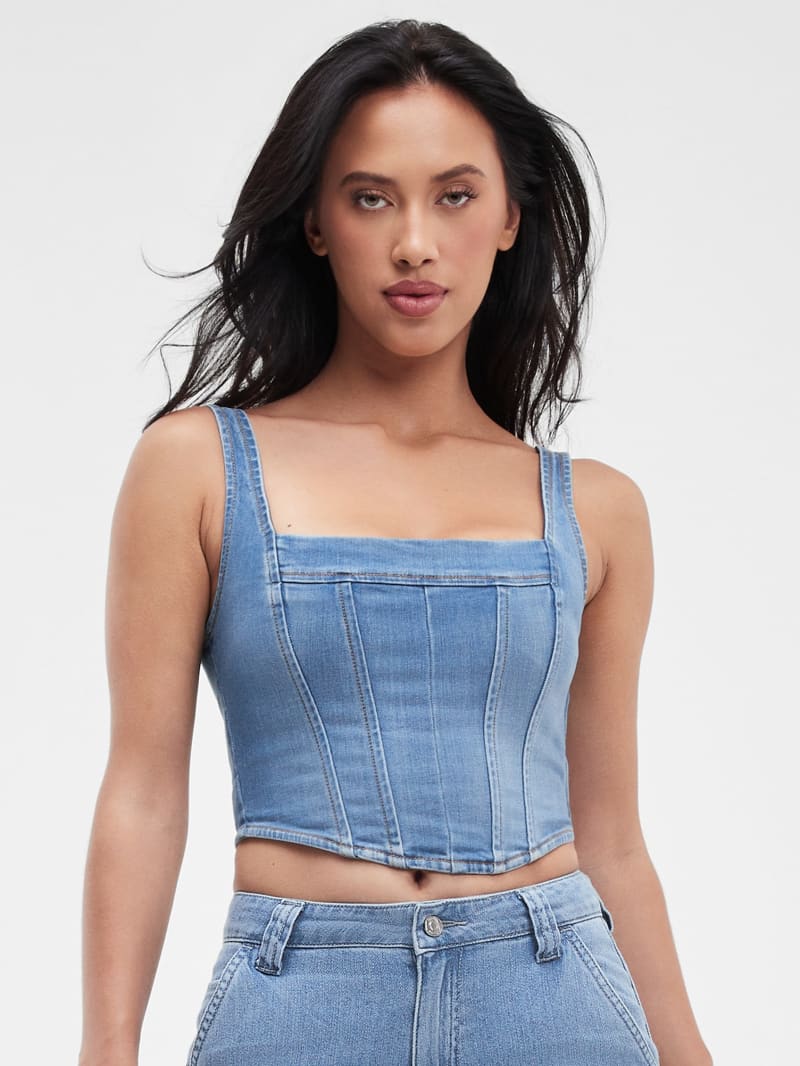 Guess Neil Denim Bustier Top - Rumble Guess Neil Denim Bustier Top - Rumble