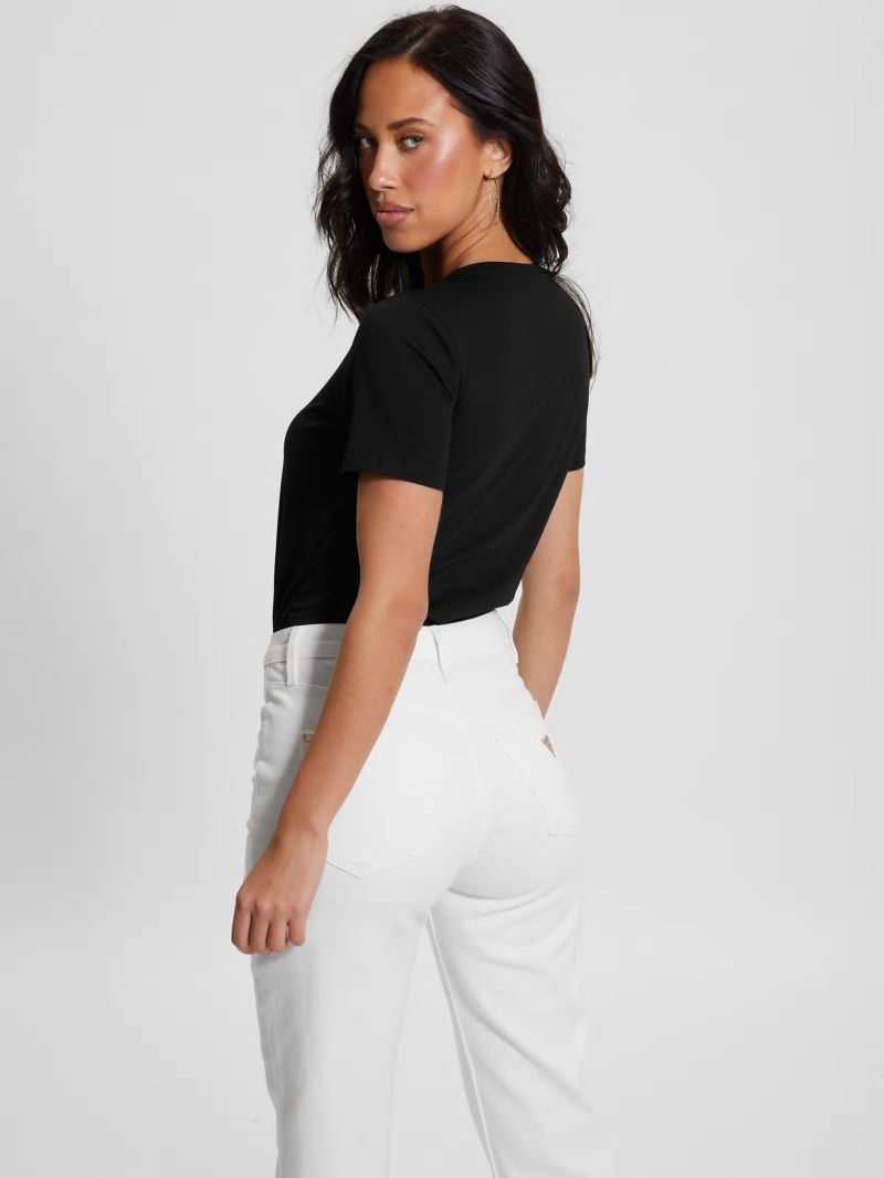 Guess Eco Crewneck Rhinestone Logo Tee - Black Guess Eco Crewneck Rhinestone Logo Tee - Black