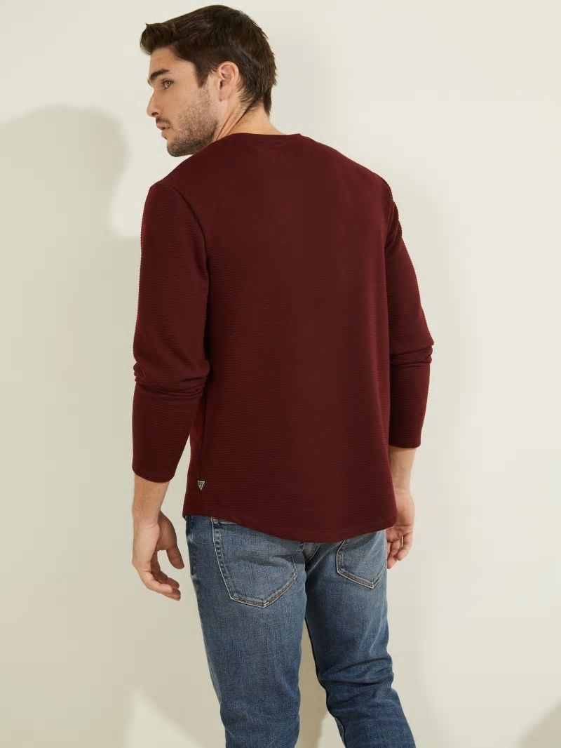 Guess Textured Jersey Long-Sleeve Tee - Vino Guess Textured Jersey Long-Sleeve Tee - Vino