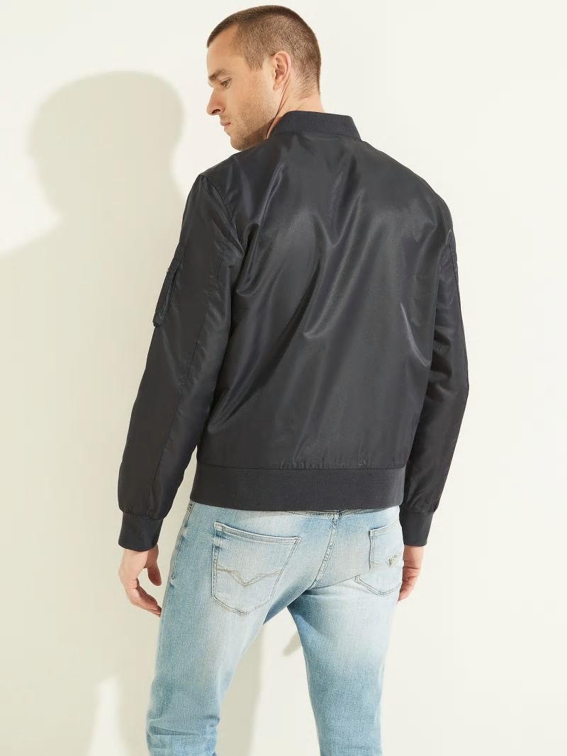 Guess Nylon Flight Jacket - Bleu éLéGant Guess Nylon Flight Jacket - Bleu éLéGant