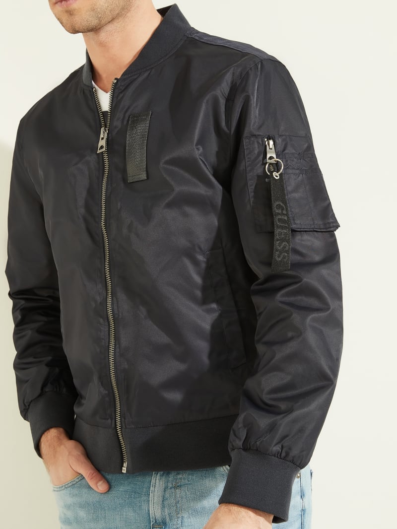 Guess Nylon Flight Jacket - Bleu éLéGant Guess Nylon Flight Jacket - Bleu éLéGant