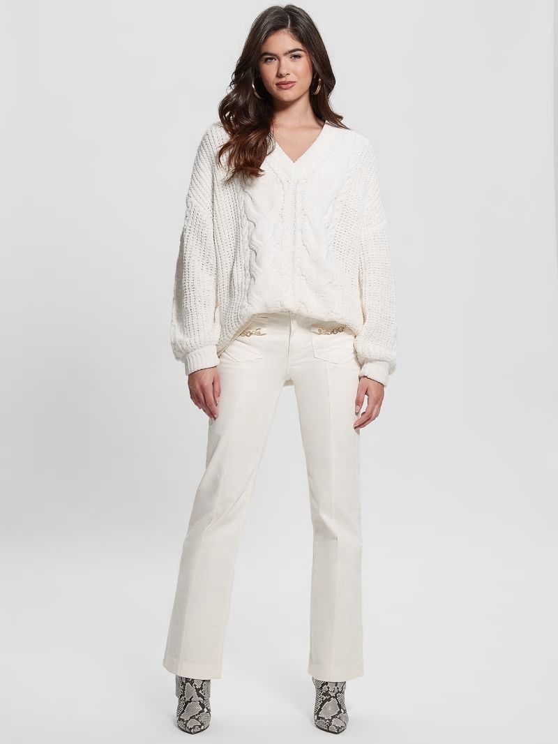 Guess Aki Chenille Cable-Knit Sweater - Dove White Multi Guess Aki Chenille Cable-Knit Sweater - Dove White Multi