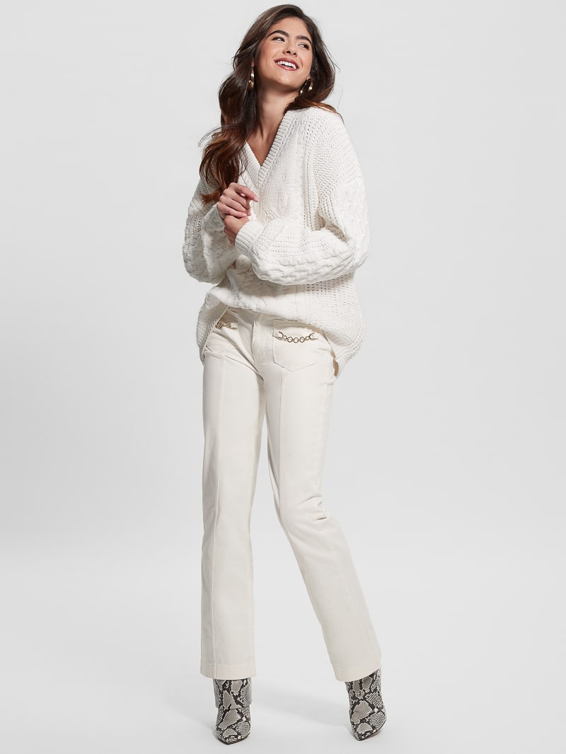 Guess Aki Chenille Cable-Knit Sweater - Dove White Multi Guess Aki Chenille Cable-Knit Sweater - Dove White Multi