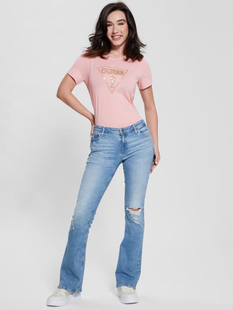 Guess Eco Multi-Tone Sequin Logo Tee - Smooth Pink Guess Eco Multi-Tone Sequin Logo Tee - Smooth Pink