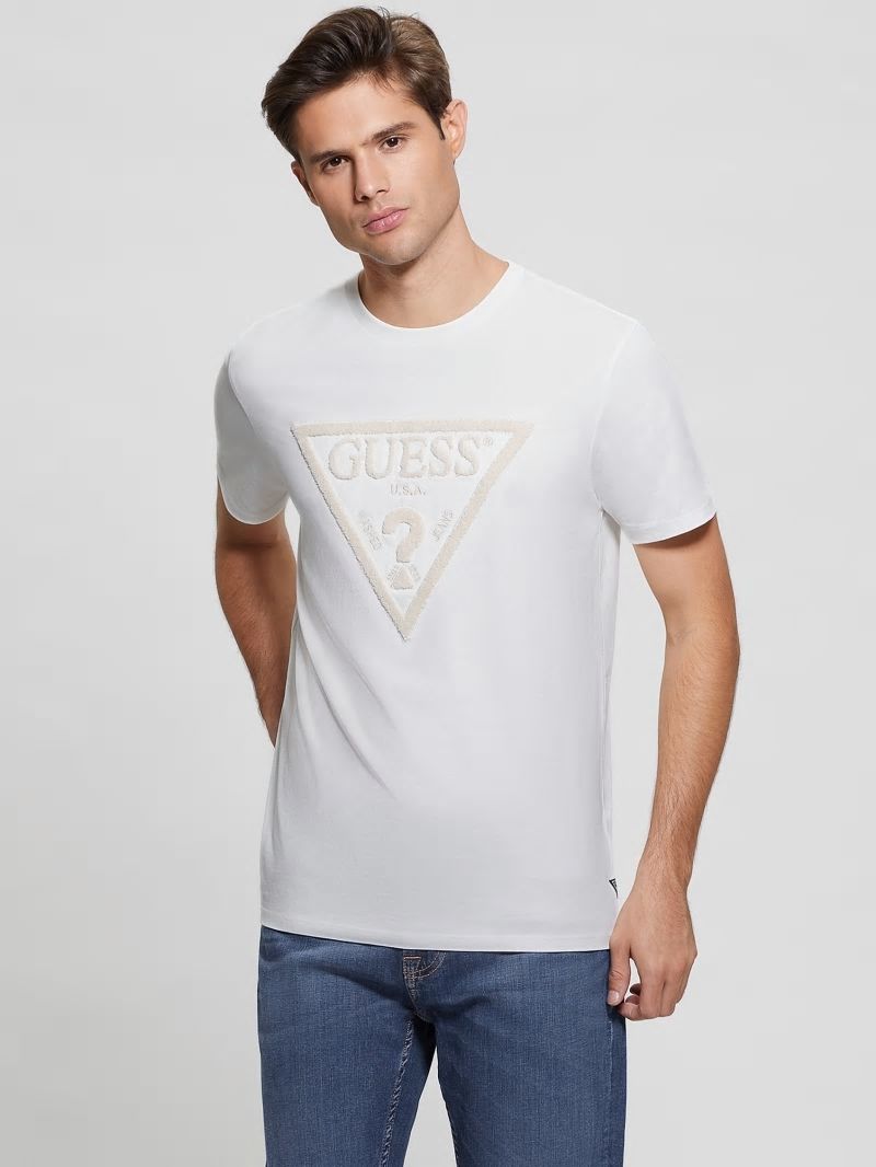 Guess Eco Embroidered Logo Tee - Salt White Guess Eco Embroidered Logo Tee - Salt White