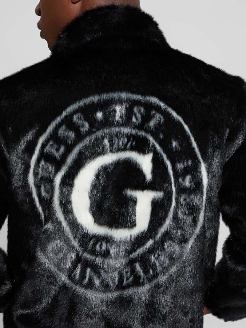 Guess Draco Faux-Fur Zip Jacket - Black Guess Draco Faux-Fur Zip Jacket - Black
