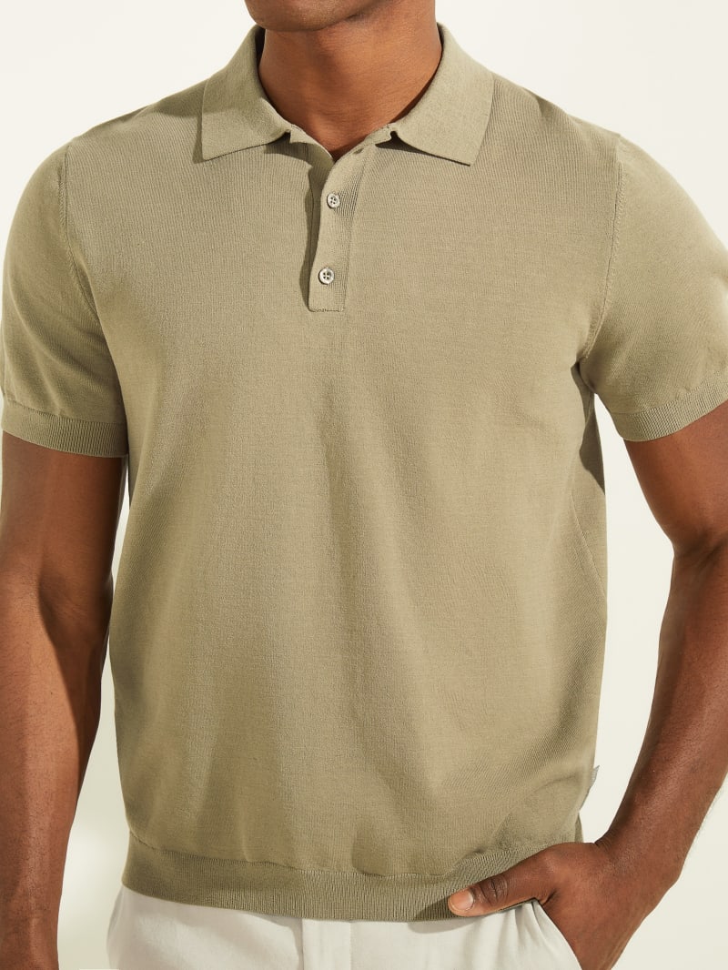 Guess Formal Performance Sweater Polo - Mossy Green Guess Formal Performance Sweater Polo - Mossy Green