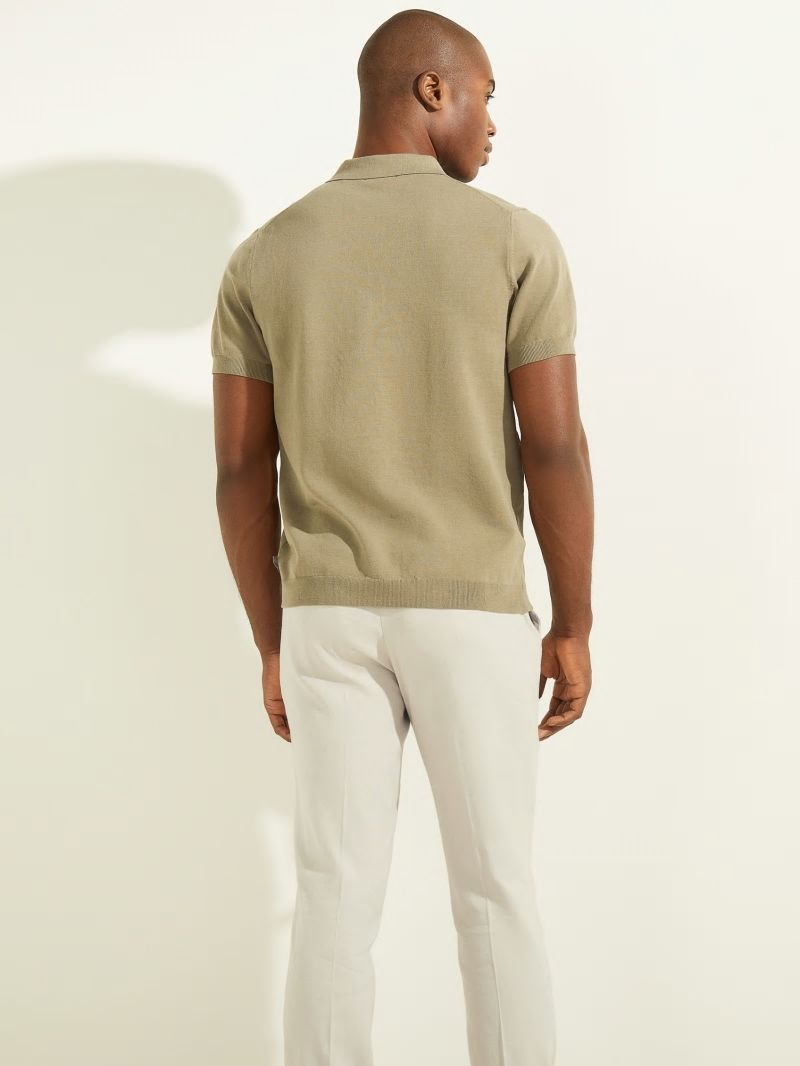 Guess Formal Performance Sweater Polo - Mossy Green Guess Formal Performance Sweater Polo - Mossy Green