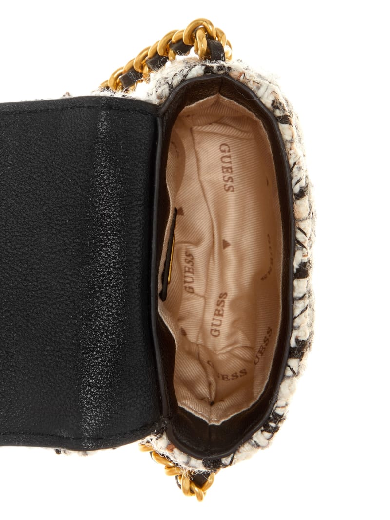 Guess Giully Tweed Micro Mini Crossbody - Black And White Guess Giully Tweed Micro Mini Crossbody - Black And White