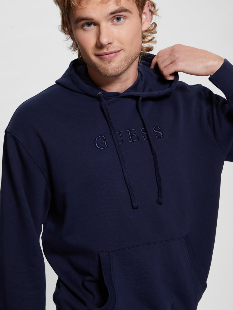 Guess Finch Terry Logo Hoodie - Smart Blue Multi Guess Finch Terry Logo Hoodie - Smart Blue Multi