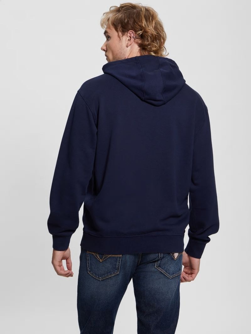 Guess Finch Terry Logo Hoodie - Smart Blue Multi Guess Finch Terry Logo Hoodie - Smart Blue Multi