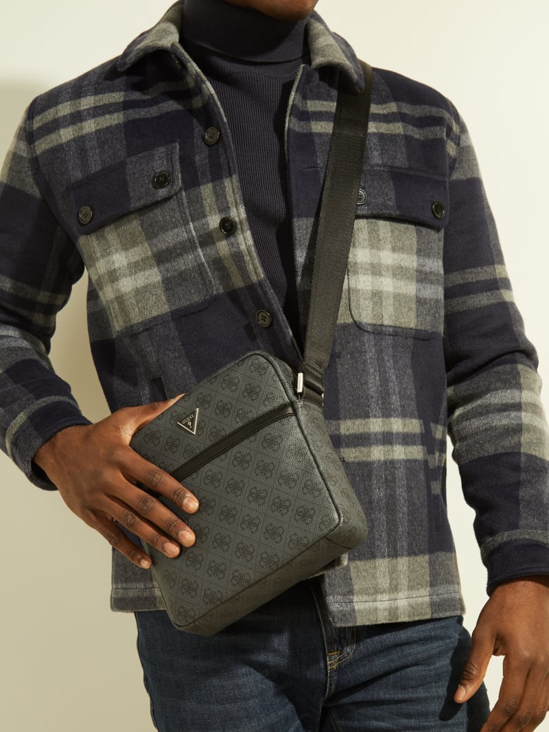 Guess Vezzola Smart Top Zip Square Crossbody - Black Floral Print Guess Vezzola Smart Top Zip Square Crossbody - Black Floral Print