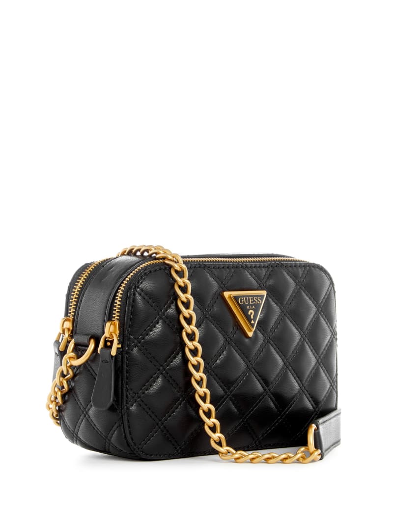 Guess Giully Quilted Camera Crossbody - Black Floral Print Guess Giully Quilted Camera Crossbody - Black Floral Print