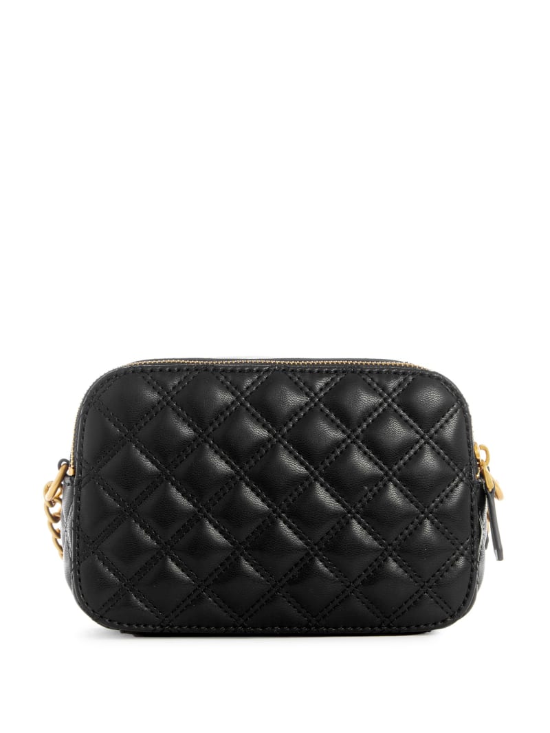 Guess Giully Quilted Camera Crossbody - Black Floral Print Guess Giully Quilted Camera Crossbody - Black Floral Print