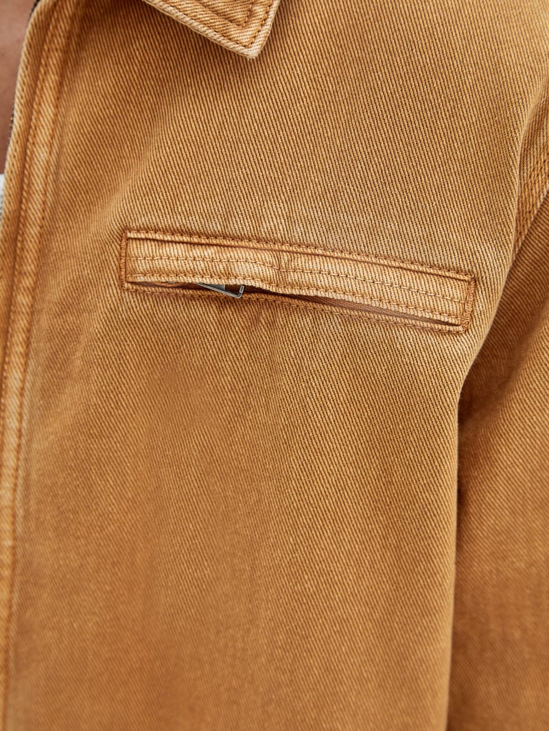Guess GUESS Originals Aged Denim Work Jacket - Go Vintage Tan Wash Guess GUESS Originals Aged Denim Work Jacket - Go Vintage Tan Wash