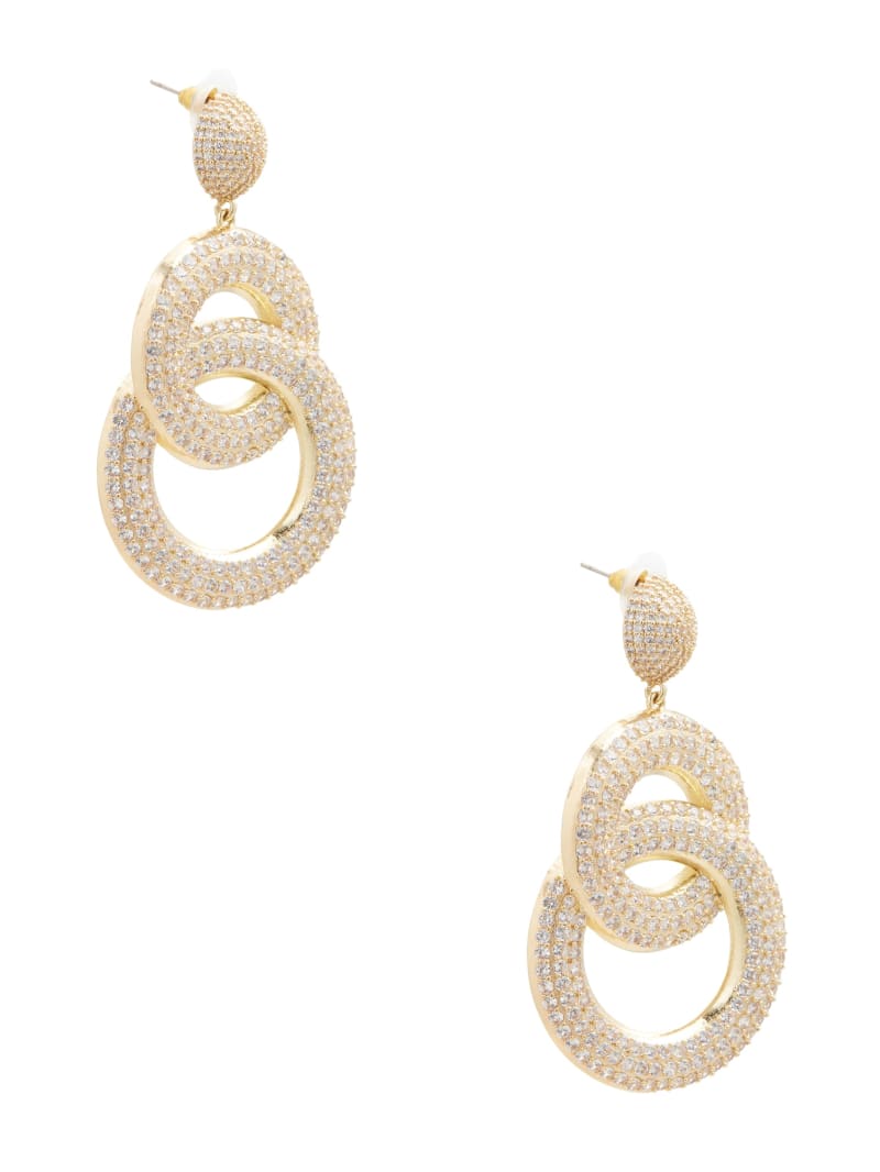 Guess Gold-Tone and CZ Interlocked Doorknocker Earring - Silver/Gold Guess Gold-Tone and CZ Interlocked Doorknocker Earring - Silver/Gold