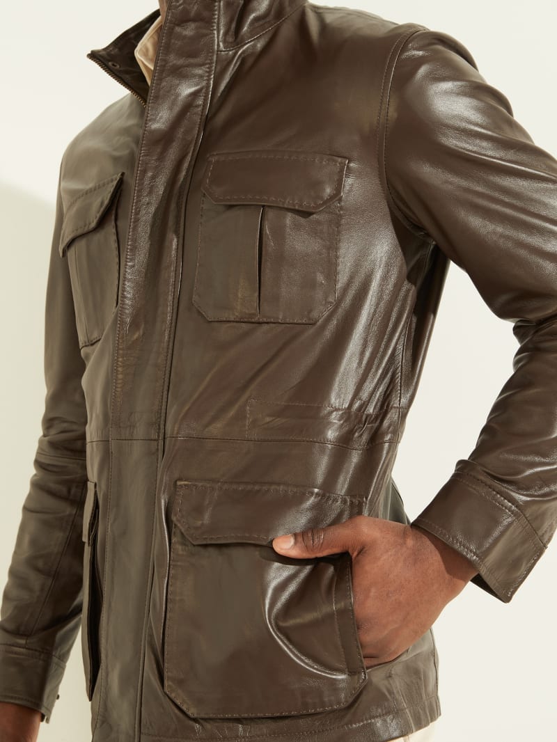 Guess Leather Field Jacket - Chocolate Brownie Guess Leather Field Jacket - Chocolate Brownie