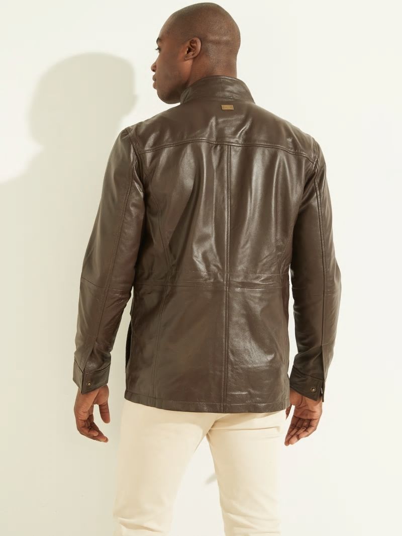 Guess Leather Field Jacket - Chocolate Brownie Guess Leather Field Jacket - Chocolate Brownie