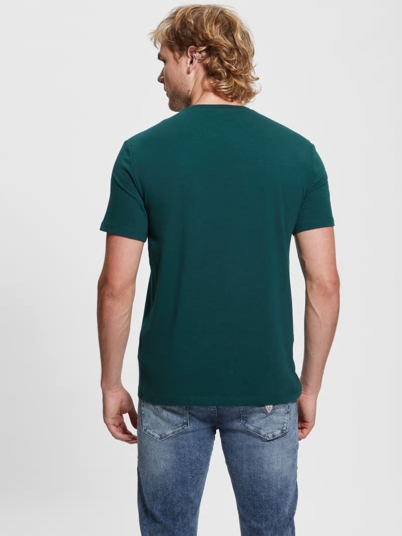 Guess Eco Triangle Crewneck Tee - Dark Jade Guess Eco Triangle Crewneck Tee - Dark Jade