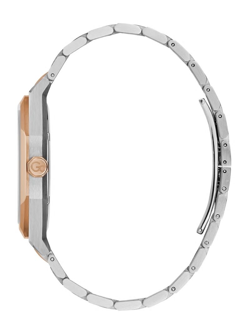 Guess Gc Two-Tone Metal and Blue Analog Watch - Rose Gold Guess Gc Two-Tone Metal and Blue Analog Watch - Rose Gold