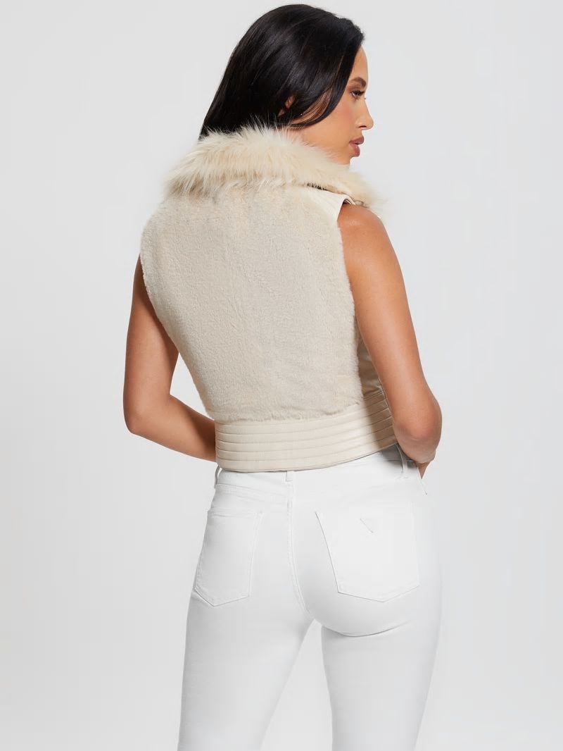 Guess Jodie Faux-Fur Vest - Pearl Oyster Multi Guess Jodie Faux-Fur Vest - Pearl Oyster Multi