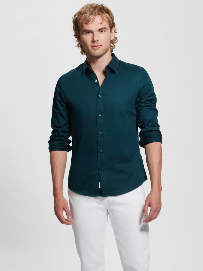 Guess Luxe Stretch Shirt - Dark Jade Guess Luxe Stretch Shirt - Dark Jade