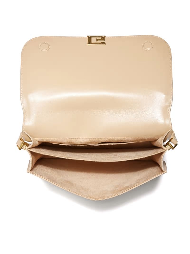 Guess Thea Medium Flap Leather Crossbody - Beige Overflow Guess Thea Medium Flap Leather Crossbody - Beige Overflow