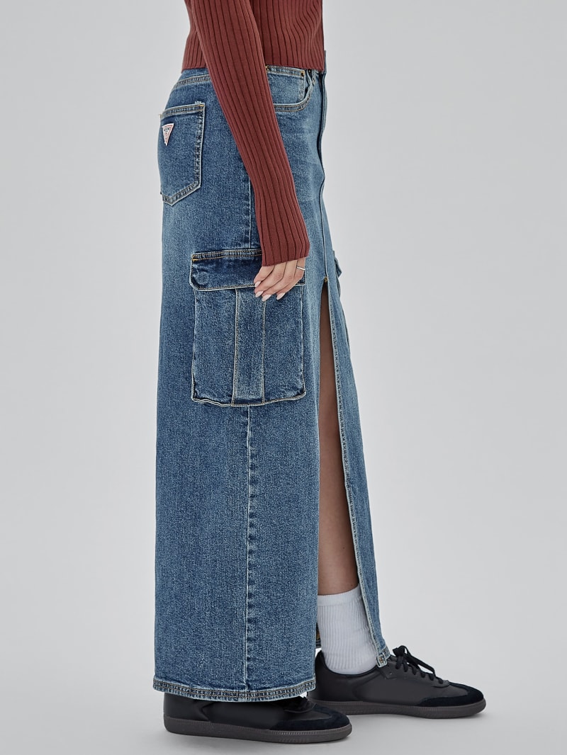 Guess GUESS Originals Denim Cargo Skirt - Go Fez Medium Wash Guess GUESS Originals Denim Cargo Skirt - Go Fez Medium Wash