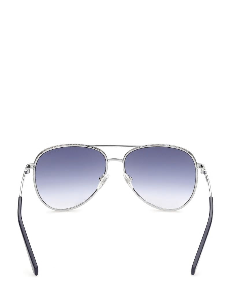 Guess Aviator Sunglasses - Blk/Silver Guess Aviator Sunglasses - Blk/Silver