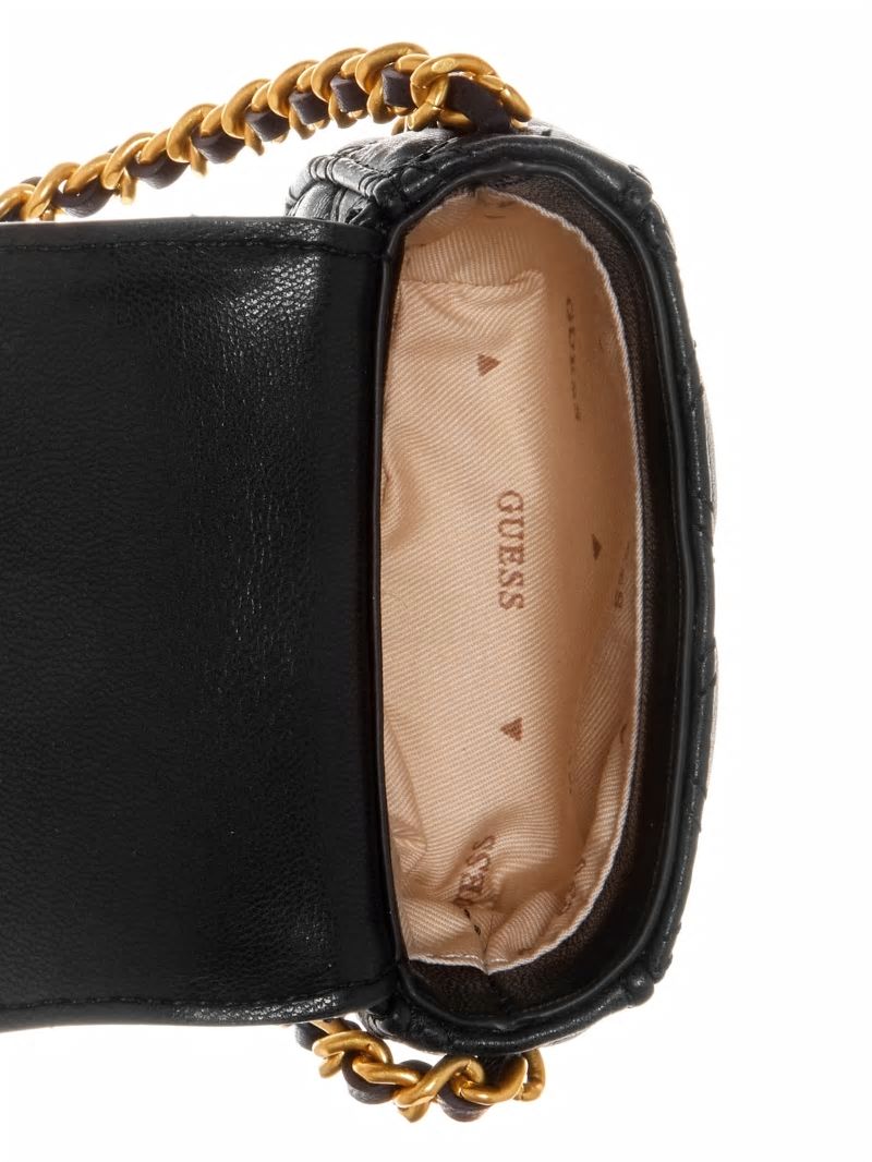 Guess Giully Quilted Micro Mini Crossbody - Black Floral Print Guess Giully Quilted Micro Mini Crossbody - Black Floral Print