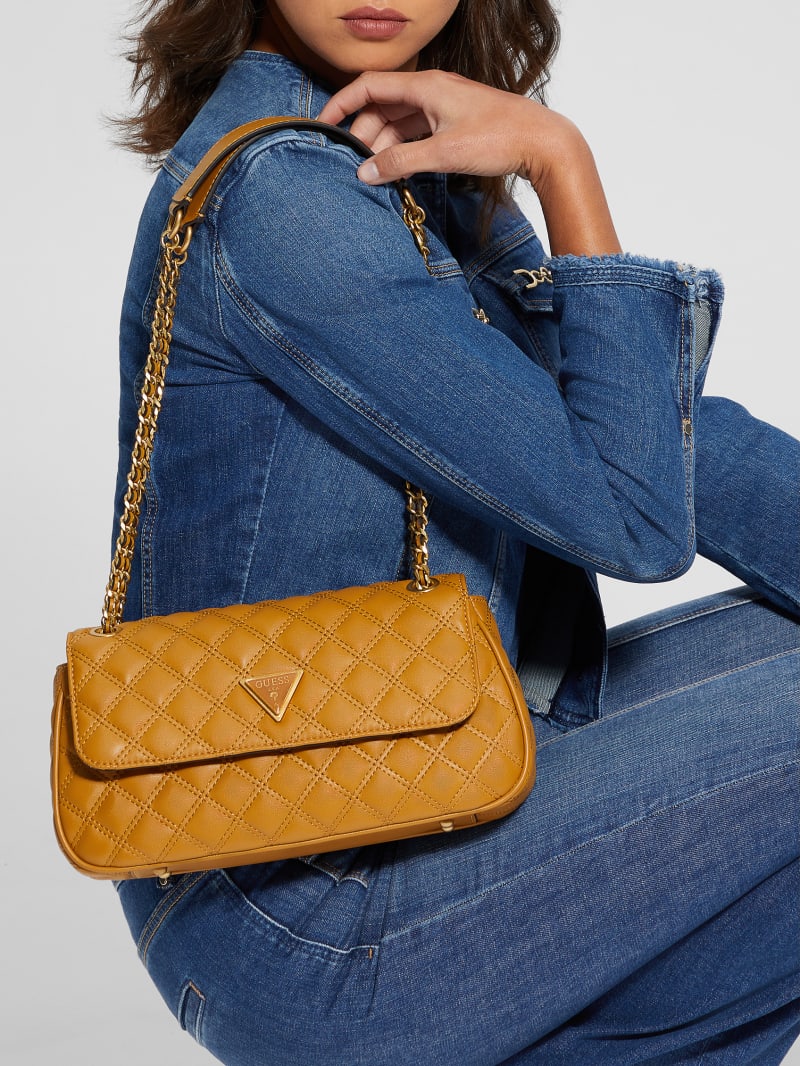Guess Giully Quilted Convertible Crossbody - Mustard Guess Giully Quilted Convertible Crossbody - Mustard