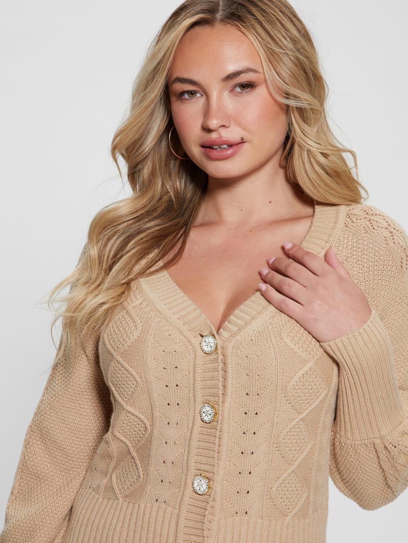 Guess Eco Brielle Cardigan Sweater - Foamy Taupe Guess Eco Brielle Cardigan Sweater - Foamy Taupe