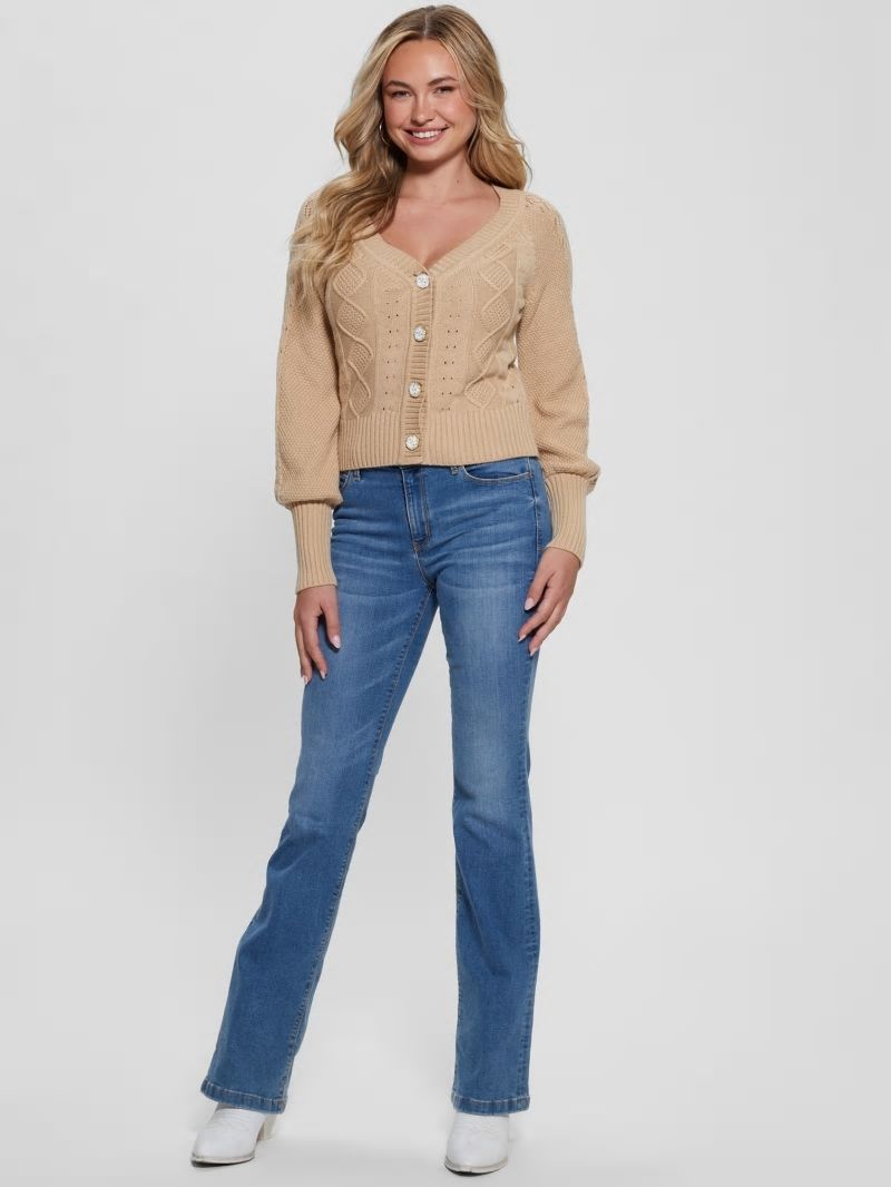 Guess Eco Brielle Cardigan Sweater - Foamy Taupe Guess Eco Brielle Cardigan Sweater - Foamy Taupe
