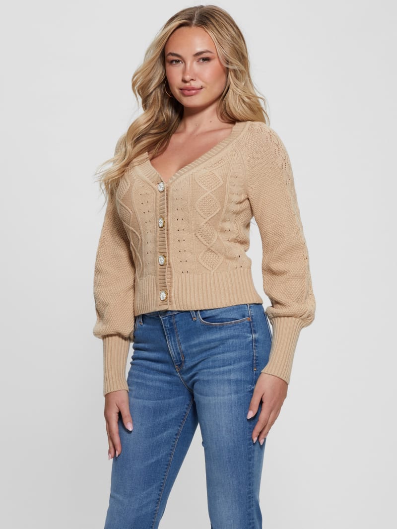 Guess Eco Brielle Cardigan Sweater - Foamy Taupe Guess Eco Brielle Cardigan Sweater - Foamy Taupe