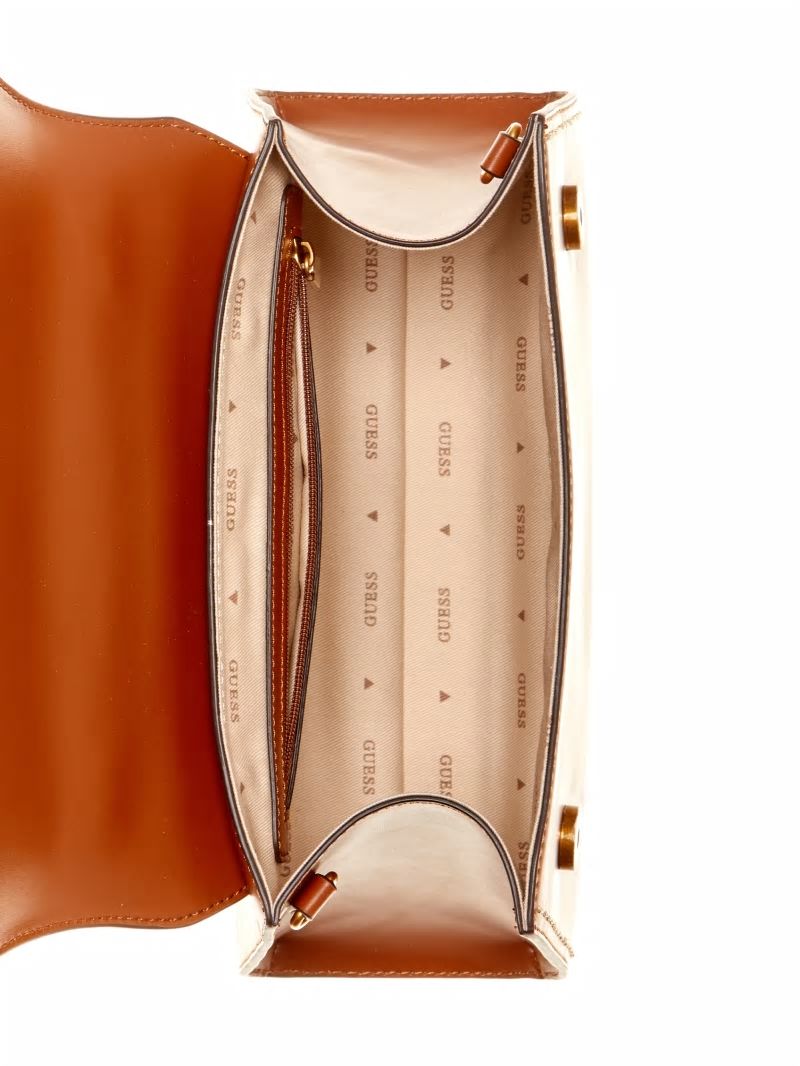 Guess Stephi Bamboo Handle Mini Satchel - Cognac Guess Stephi Bamboo Handle Mini Satchel - Cognac