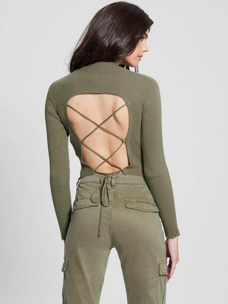 Guess Eco Marie Open-Back Sweater Top - Isle Wash 32" Guess Eco Marie Open-Back Sweater Top - Isle Wash 32"