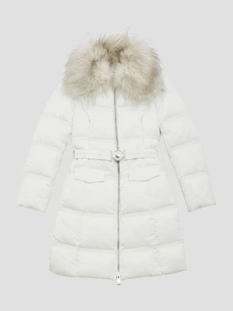 Guess Eco Marisol Belted Puffer Coat - Salt White Guess Eco Marisol Belted Puffer Coat - Salt White